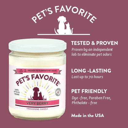 - Tested & Proven - Odor Eliminating Candle, Pet-Friendly Scented Candle, in 4 Great Fragrances – 70-Hour Burn Time, Cotton Wick (Very Berry, Pack of 1)